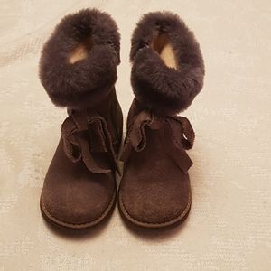 Dark grey suede kid boots